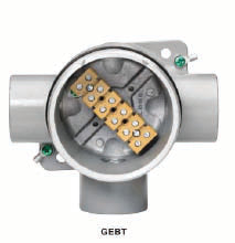 KI-GEBT3-8TB-MX-EX Aluminum junction box with 8 terminals, 1" NPT, 3 inlets, CSA explosion-proof