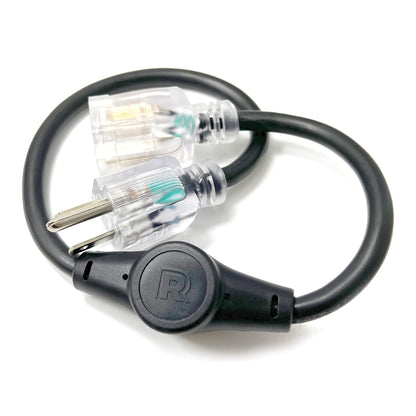 A black ThermaCord TC-2000 with a transparent plug and connector, designed for outdoor use.